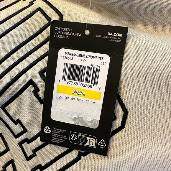 Men’s Under Armour Cream Crewneck Sweatshirt - Size M - NWT - Picture 3 of 6